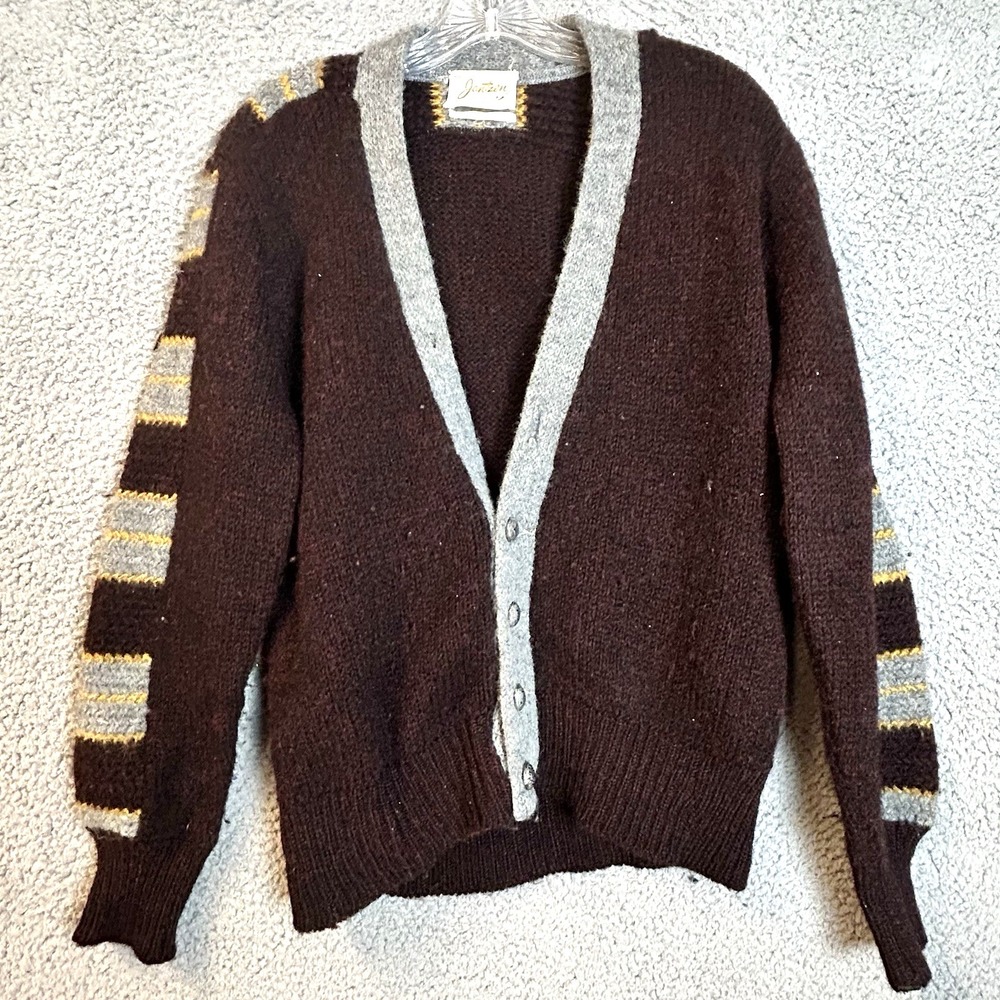 1950s Jantzen Men's Wool Cardigan Sweater Size S/M Perry Como Button Front Knit